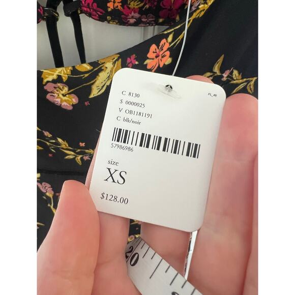 NEW Free People Women's XS Ponderosa Mini Dress Black Yellow Floral Open Back - Picture 6 of 15